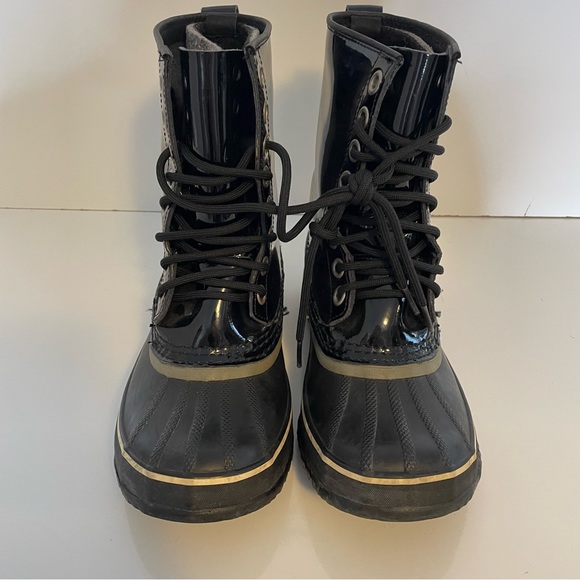 Sorel Dahlia Patent Leather Lace Up Waterproof Rain Boots 7 rain boot duck boot - Picture 5 of 13